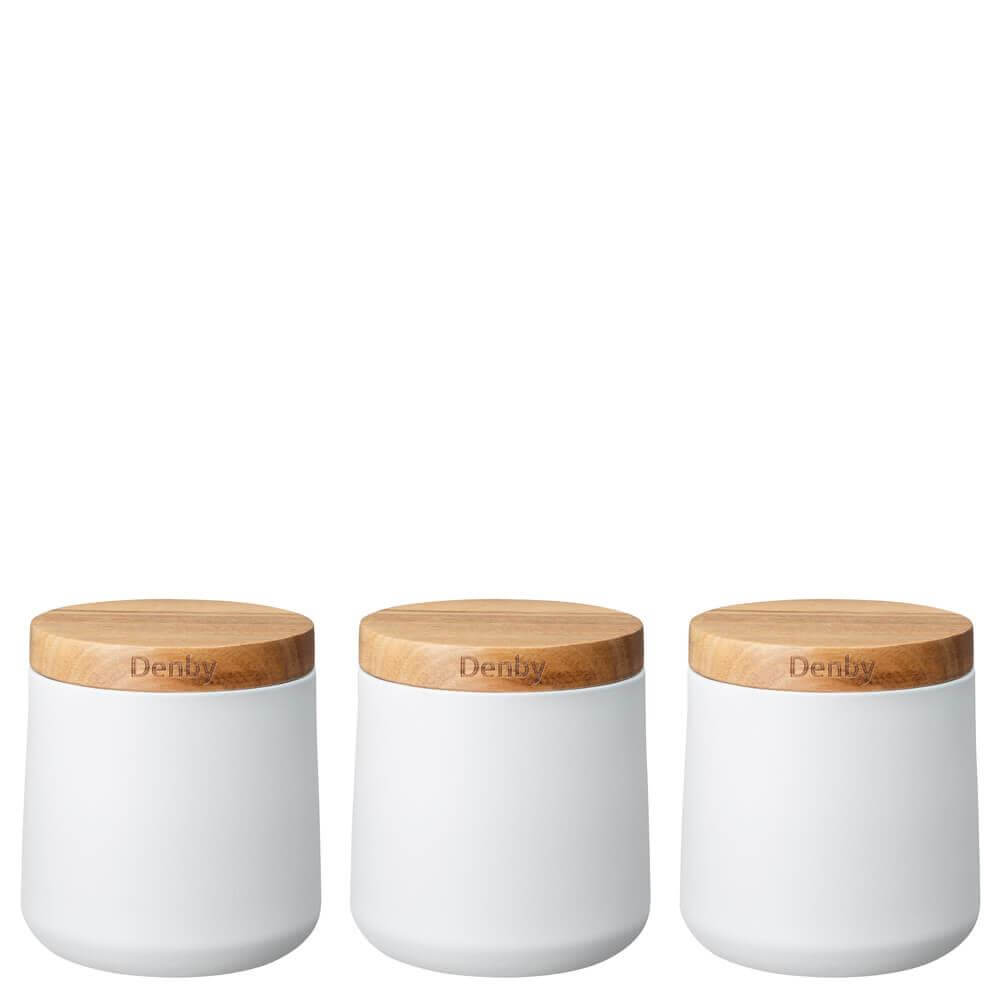 Denby Set of 3 White Storage Canisters